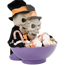 Discount Gifi Saladier à bonbon Halloween squelette animé noir et violet