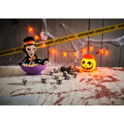 Discount Gifi Saladier à bonbon Halloween squelette animé noir et violet