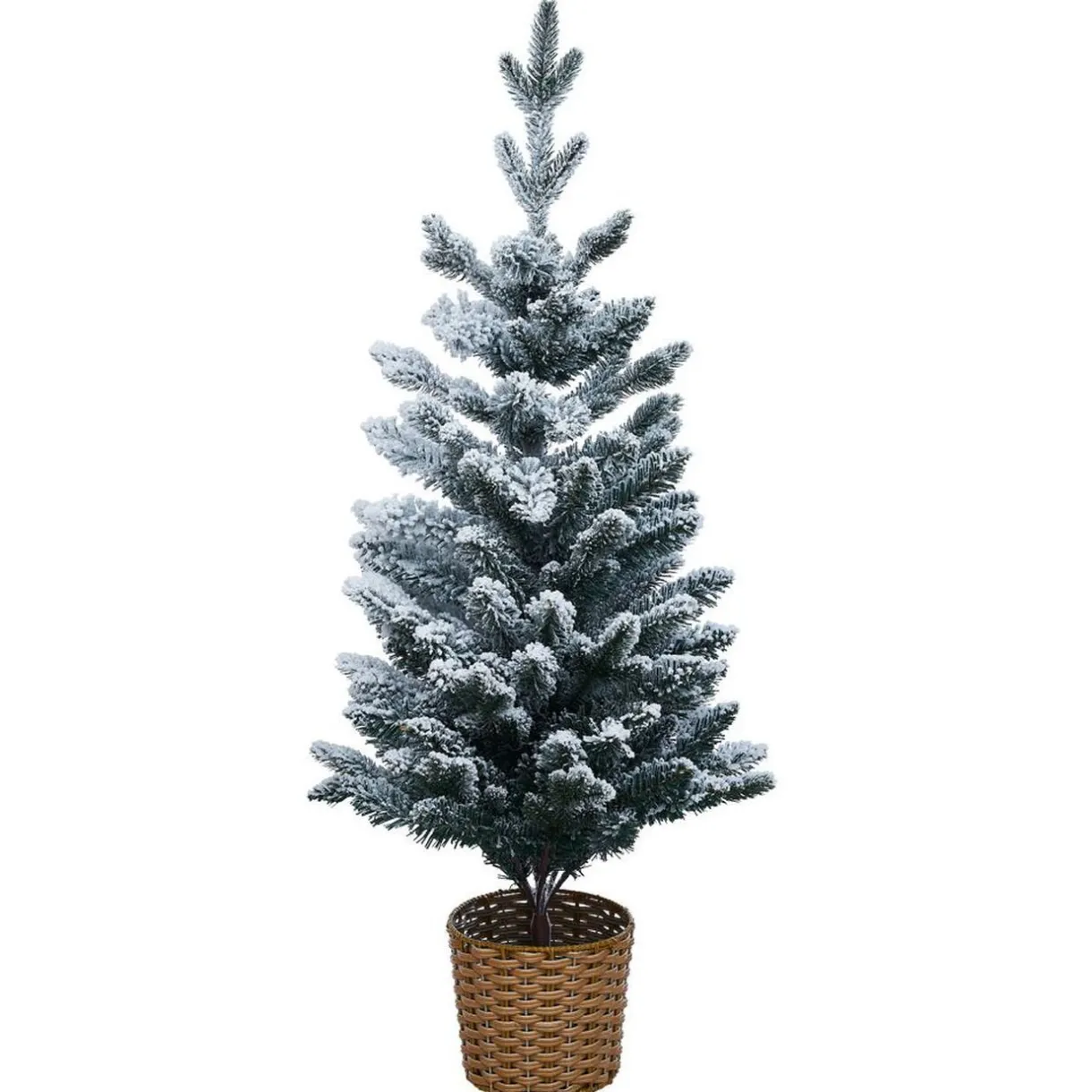 Outlet Gifi Sapin artificiel enneigé pot tressé 258 branches Ø56xH100cm