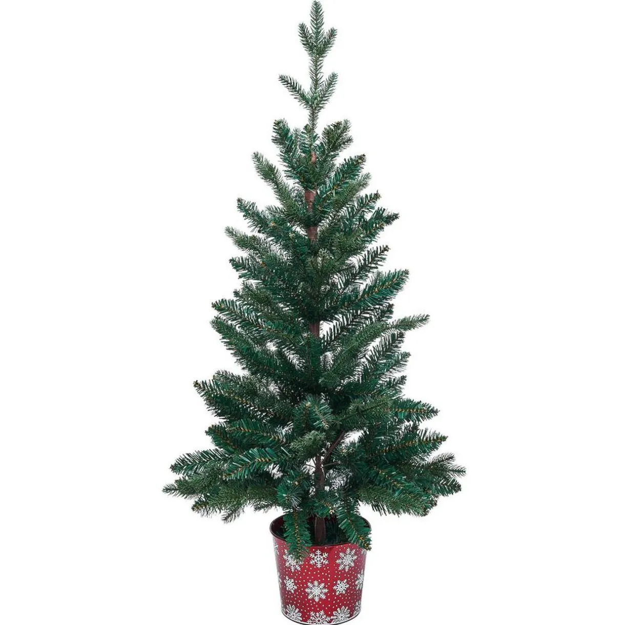 Gifi Sapin artificiel pot métal motif flocon rouge et blanc 258 branches Ø55xH100cm