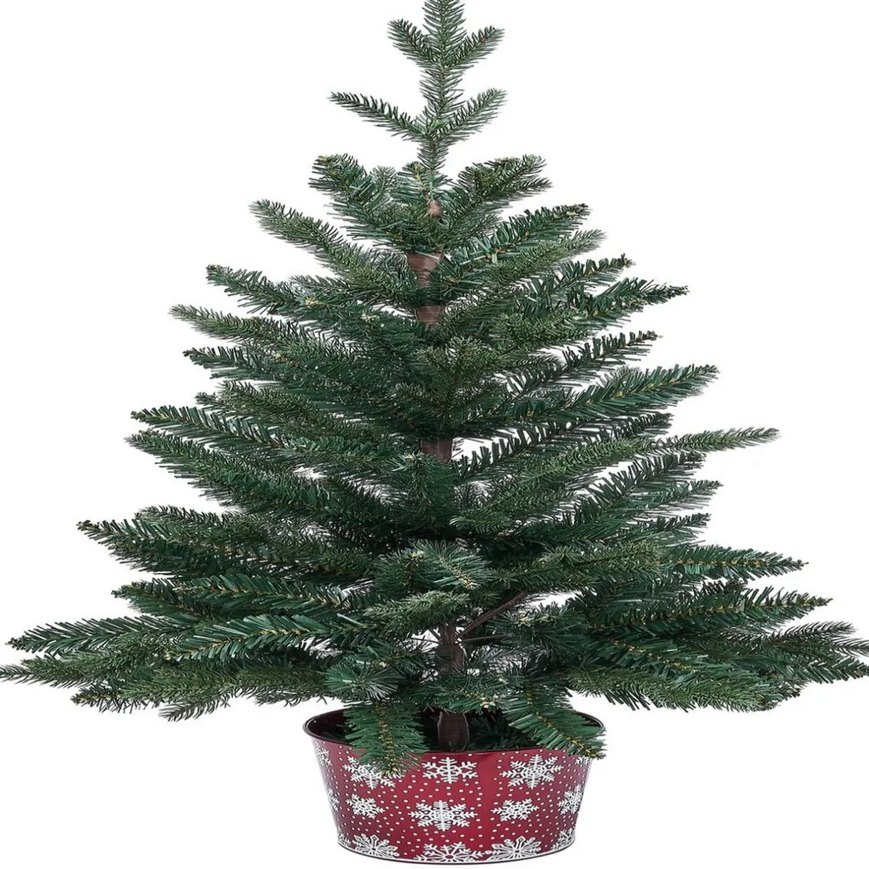 Gifi Sapin artificiel pot métal motif flocon rouge et blanc 258 branches Ø55xH100cm