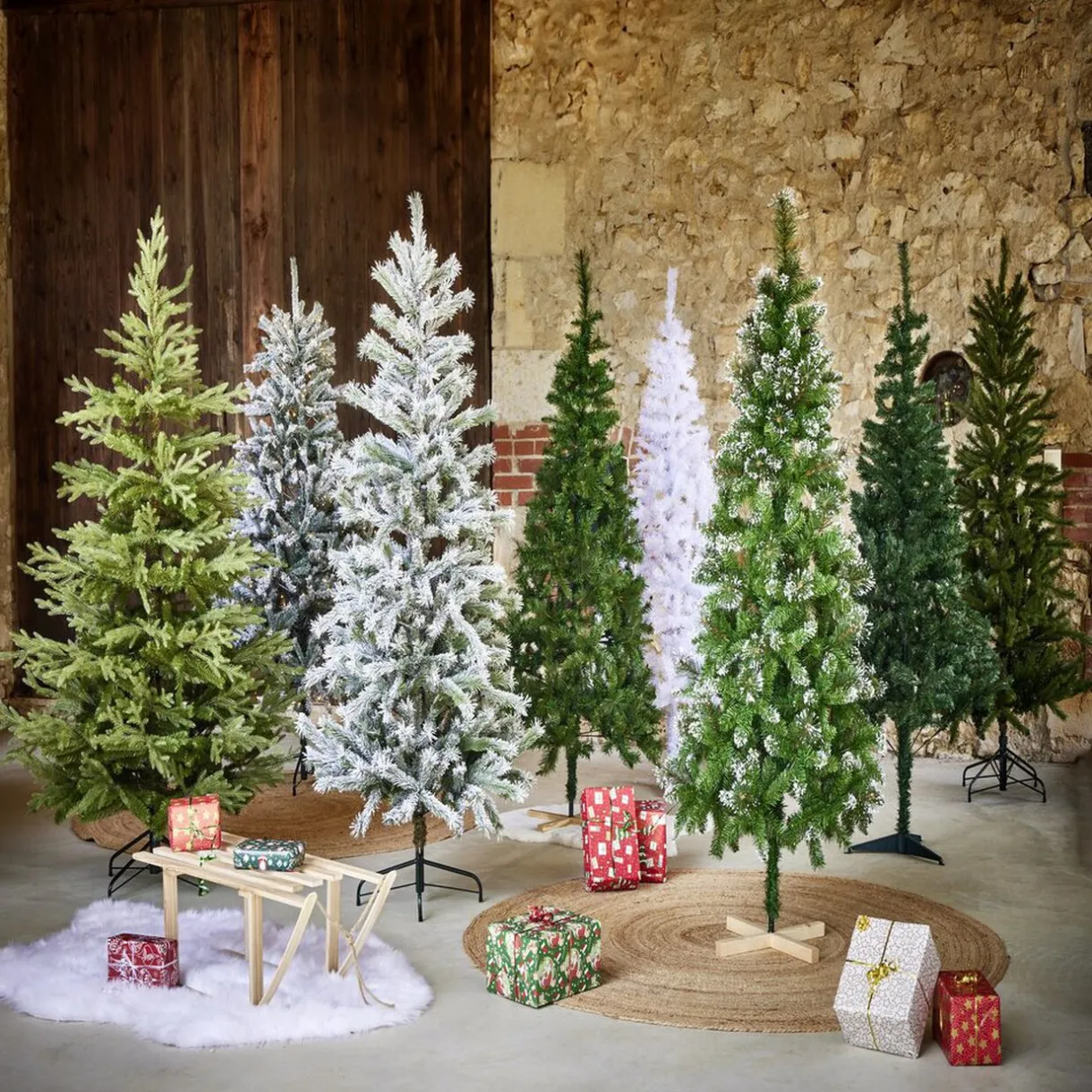 Sale Gifi Sapin artificiel vert pied en bois 474 branches Ø92xH180cm