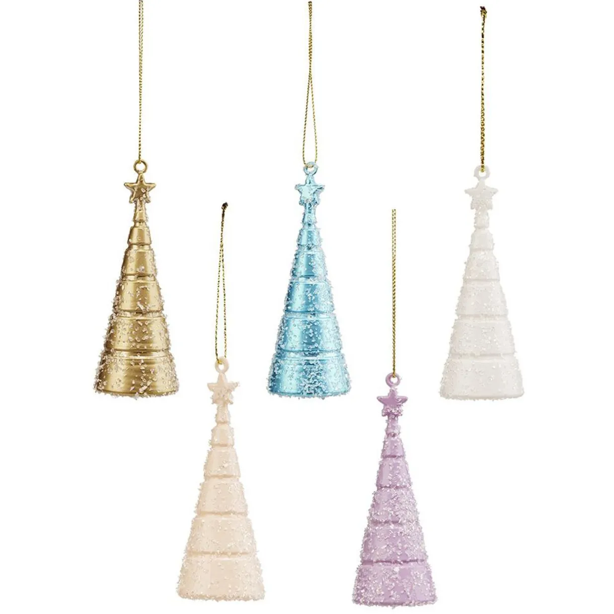 Gifi Sapin cône multicolore à suspendre finition givrée H.11 cm x5^ Décoration Sapin