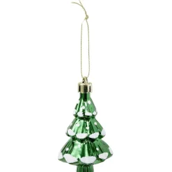 Gifi Sapin déco à suspendre vert brillant et blanc neige Ø5xH8cm^ Décoration Sapin