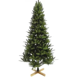 New Gifi Sapin de Noël Vert effet réel avec pied en bois H210 cm