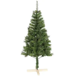 Hot Gifi Sapin de Noël vert effet touffu avec pied en bois H150 cm