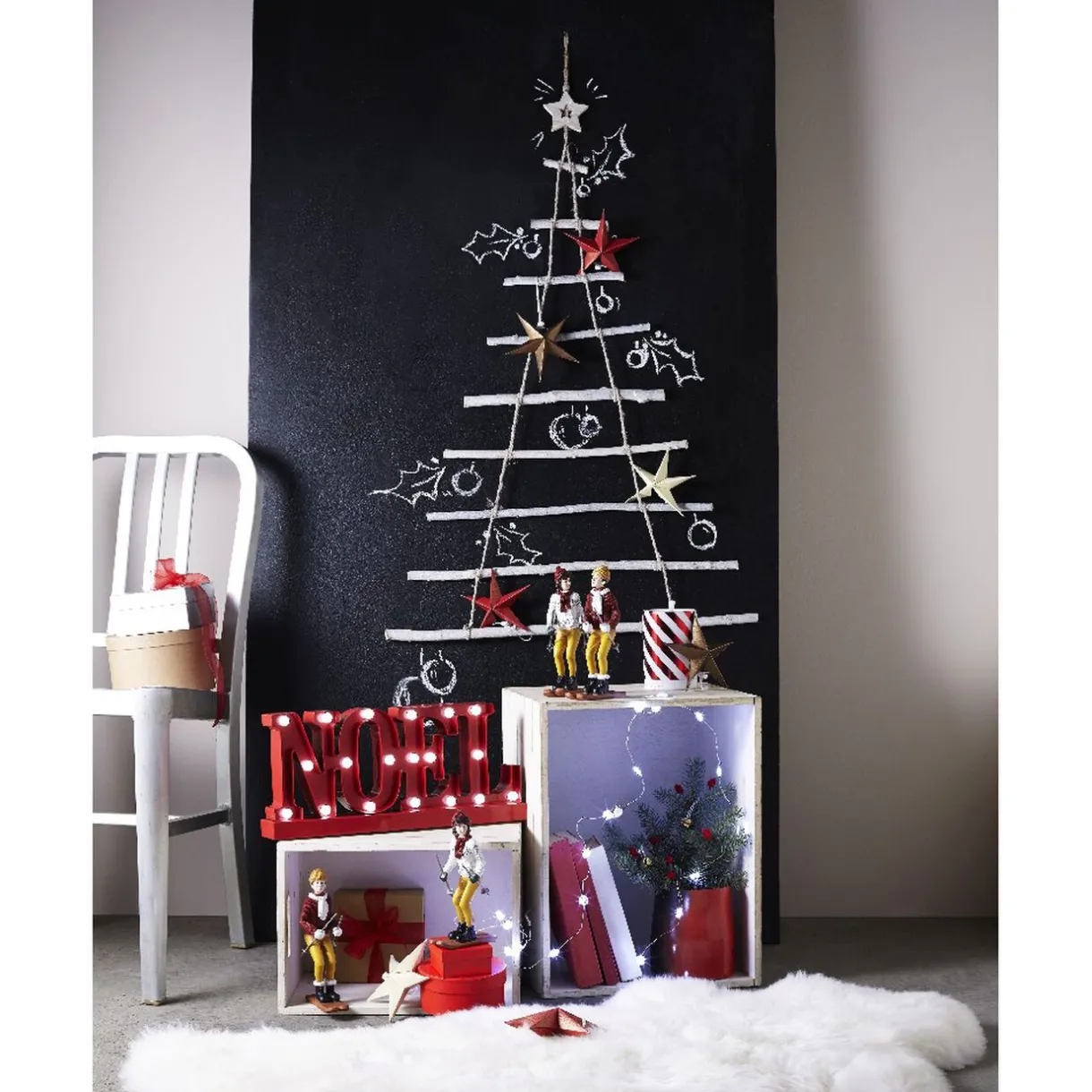 Gifi Sapin morceaux de bois Noël 87 cm^ Décoration Sapin