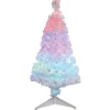 Outlet Gifi Sapin Noël Blanc en fibre optique 12 Led Multicolore H90 cm