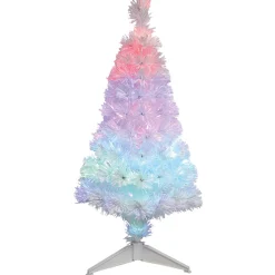 Outlet Gifi Sapin Noël Blanc en fibre optique 12 Led Multicolore H90 cm