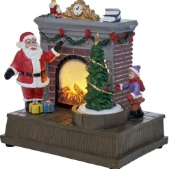 Best Gifi Scène de Noël lumineuse 1LED Père Noël devant cheminée 15,5x11xH16,5cm