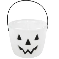 Online Gifi Seau à bonbons Halloween design citrouille phosphorescent blanc