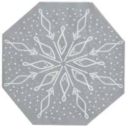 Outlet Gifi Serviette de table hexagonale argentée décor blanc x10