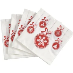 Sale Gifi Serviette en papier imprimé boule de Noël rouge blanc x20