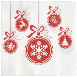 Sale Gifi Serviette en papier imprimé boule de Noël rouge blanc x20