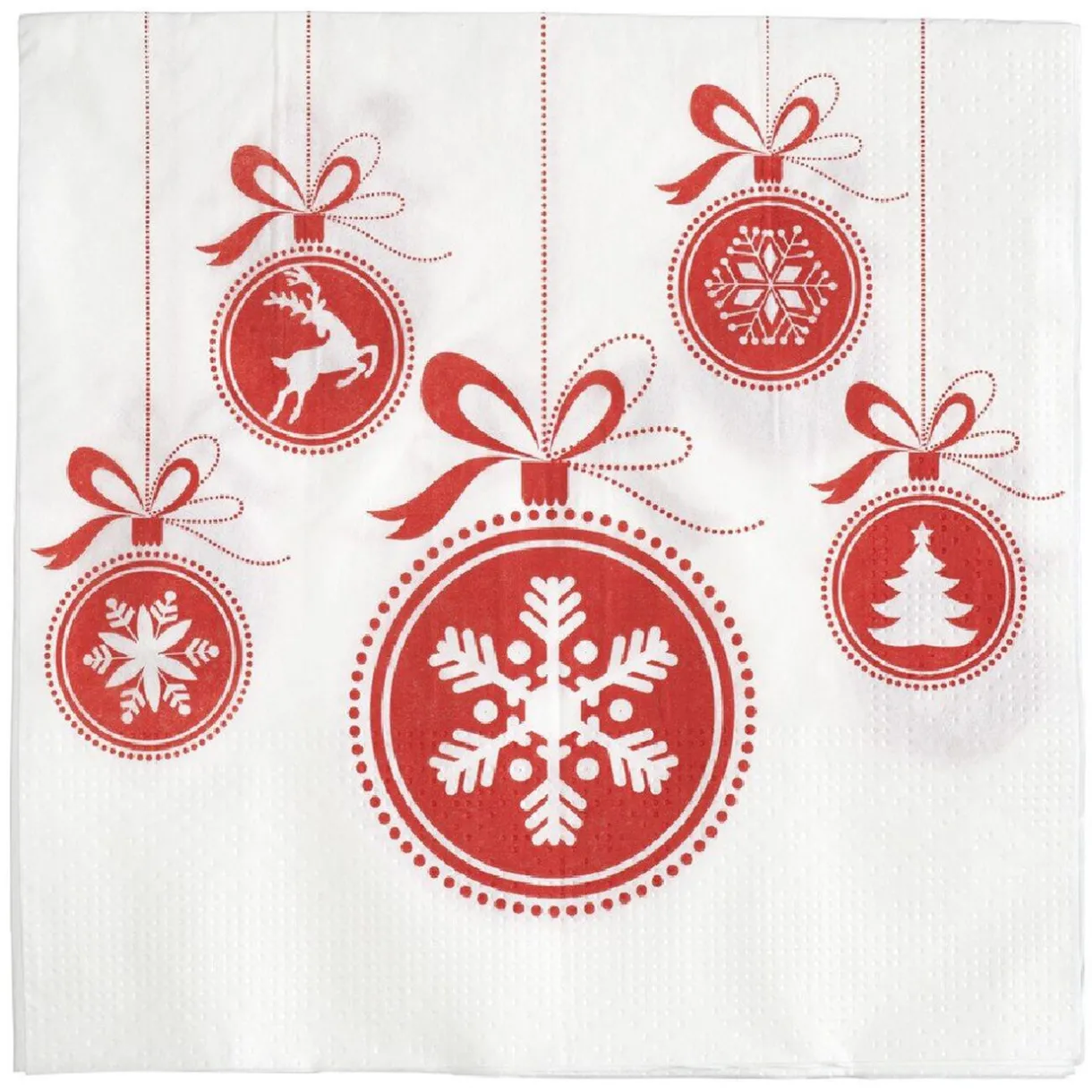 Sale Gifi Serviette en papier imprimé boule de Noël rouge blanc x20