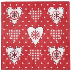 Sale Gifi Serviette en papier imprimé coeur esprit Noël rouge blanc x20