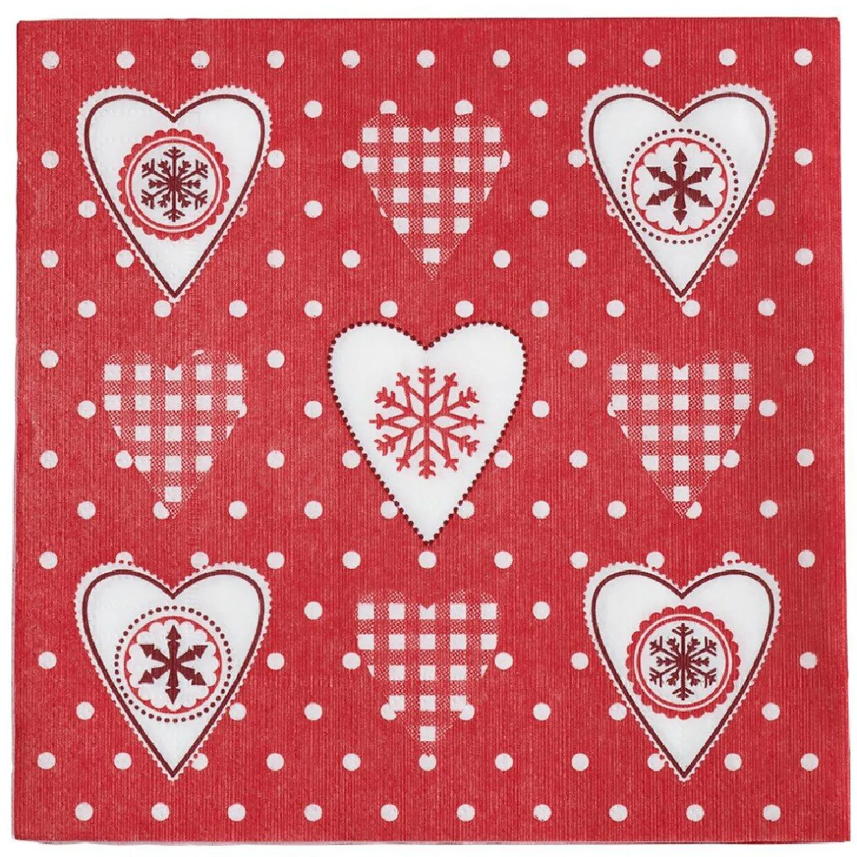 Sale Gifi Serviette en papier imprimé coeur esprit Noël rouge blanc x20