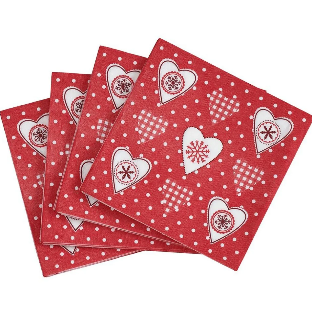 Sale Gifi Serviette en papier imprimé coeur esprit Noël rouge blanc x20