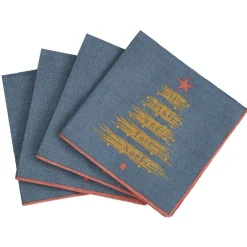 Outlet Gifi Serviette en papier imprimé Sapin Noël design bleu doré x20