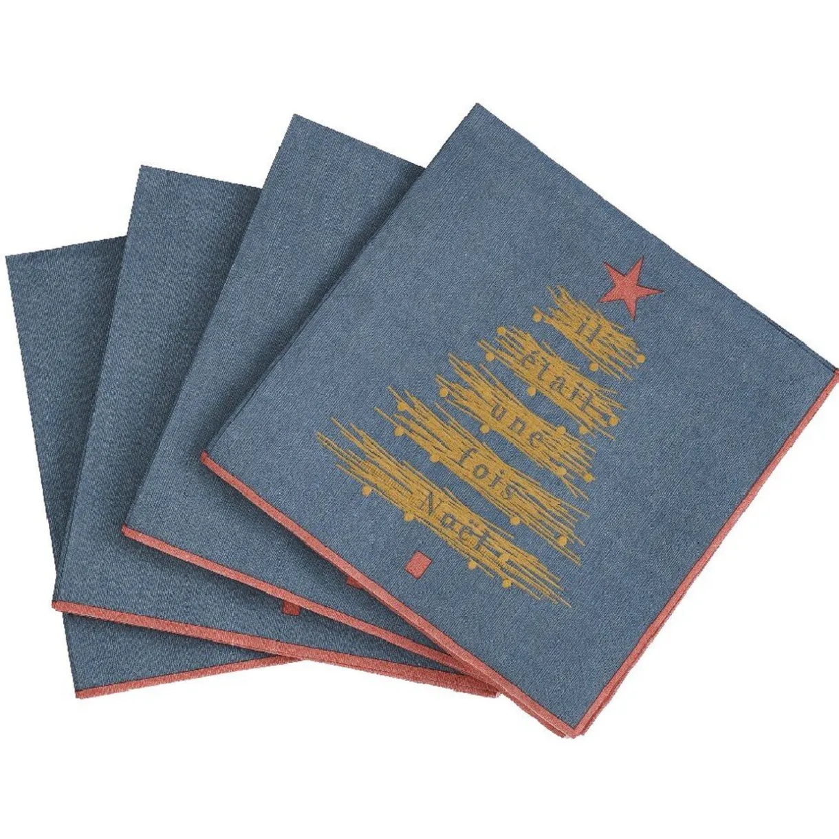 Outlet Gifi Serviette en papier imprimé Sapin Noël design bleu doré x20