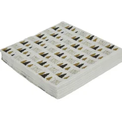 Outlet Gifi Serviette en papier noir imprimé sapin blanc et doré x20