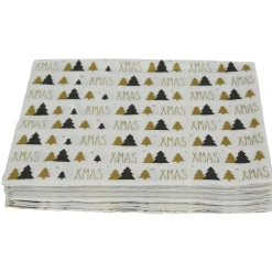 Outlet Gifi Serviette en papier noir imprimé sapin blanc et doré x20
