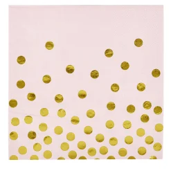 Outlet Gifi Serviette en papier rose et doré à pois x 16
