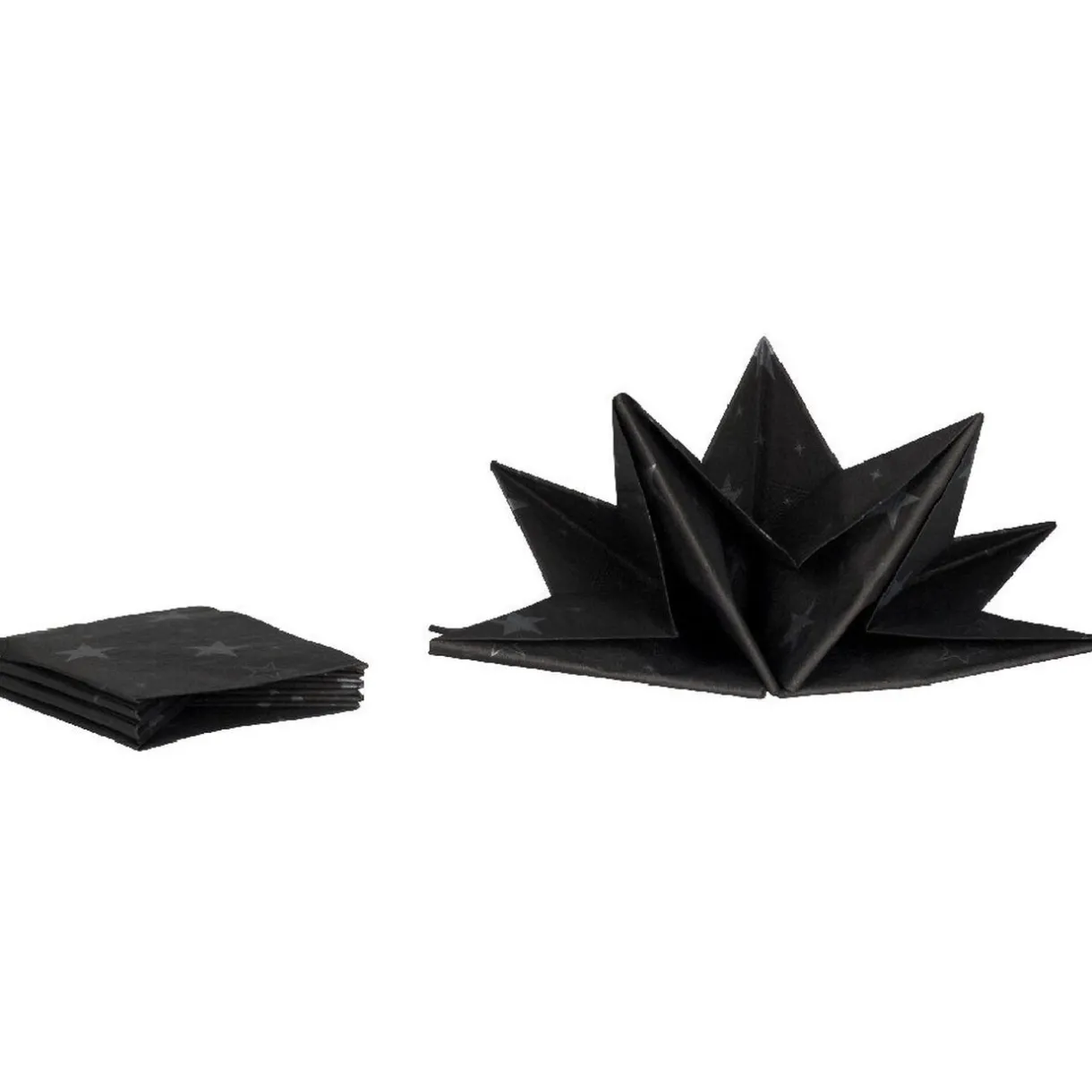 Outlet Gifi Serviette jetable pré pliée noire étoiles argentées x12