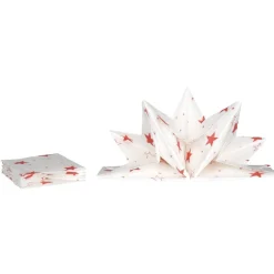 Best Gifi Serviette jetable pré pliée blanche étoiles rouges x12