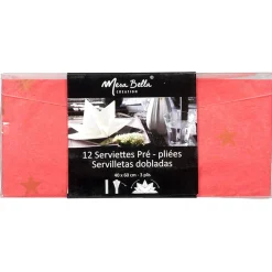 Best Gifi Serviette jetable pré pliée rouge étoiles dorées x12