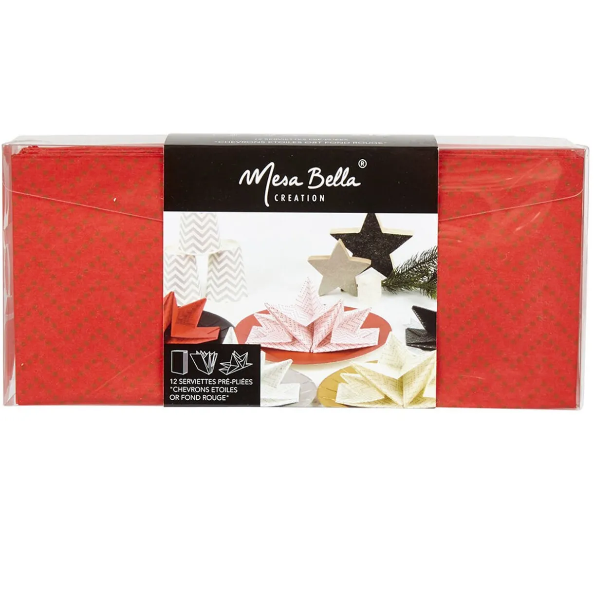 Outlet Gifi Serviette jetable pré pliée rouge chevrons dorés x12