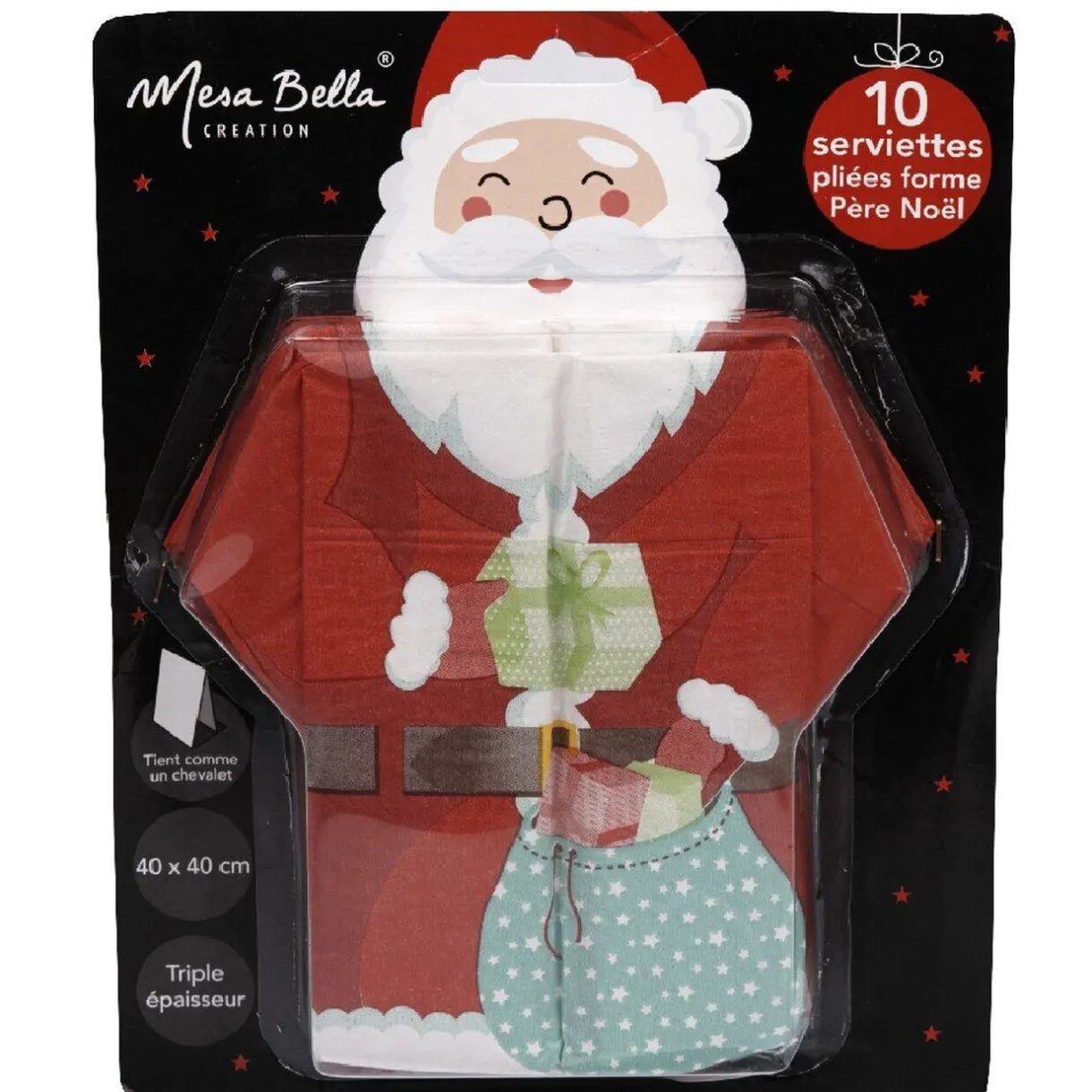 Outlet Gifi Serviette jetable pré pliée design père noël x10