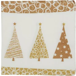 Outlet Gifi Serviette motif sapin de Noël en papier doré x20