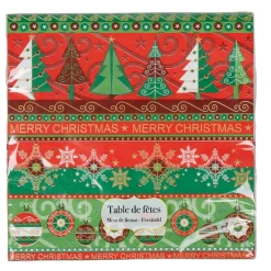 Outlet Gifi Serviette Noël vert et rouge "Merry Christmas" x20