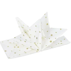 Best Gifi Serviette origami en papier blanc motif pois dorés x12