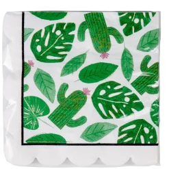 Outlet Gifi Serviette papier blanche déco feuilles et cactus verts x 20