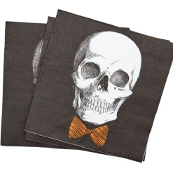 Discount Gifi Serviette papier Halloween imprimé squelette gentleman noir blanc x20