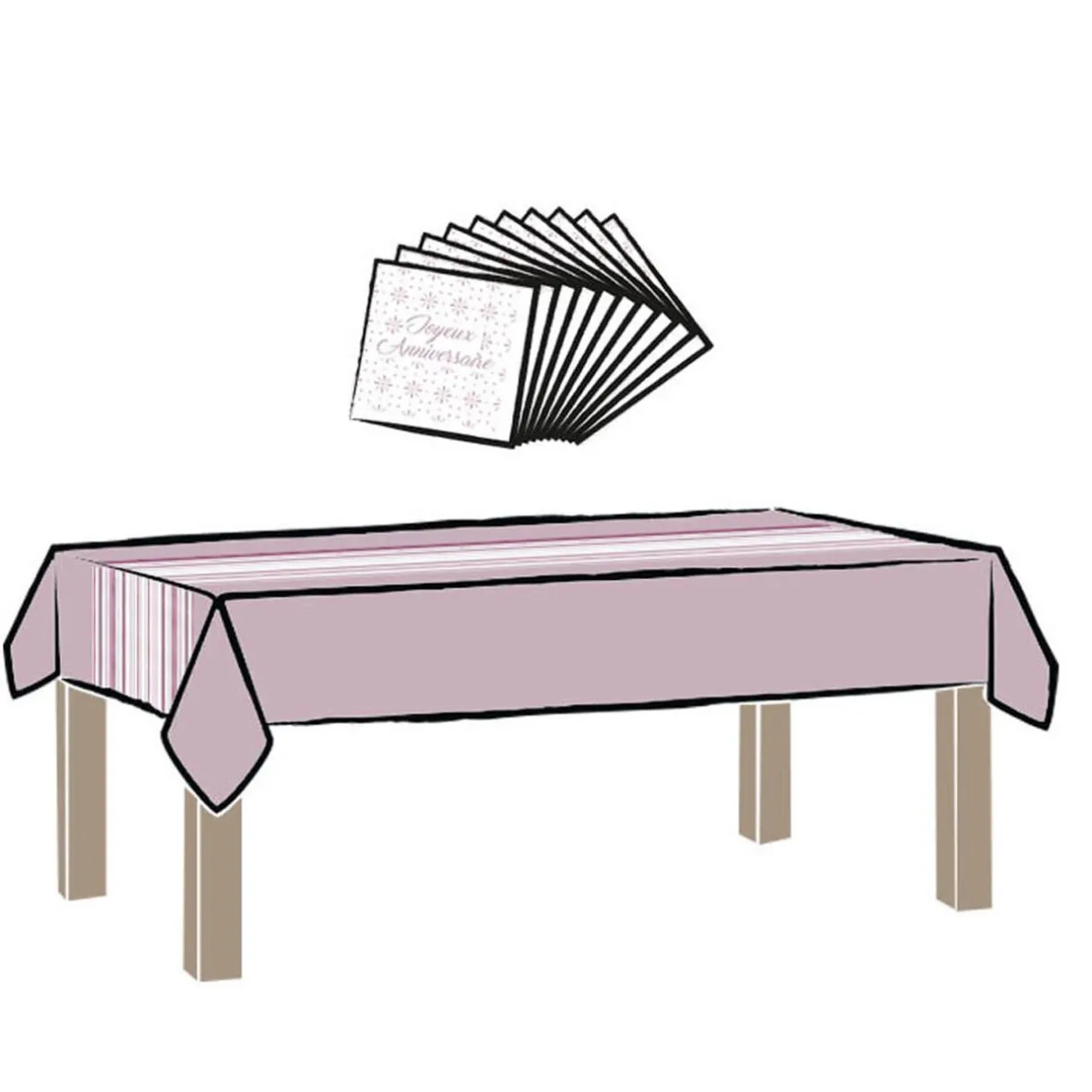 Best Gifi Set décoration de table anniversaire blanc et rose