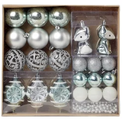 Gifi Set de décoration pour sapin de Noël Argenté blanc x24^ Décoration Sapin