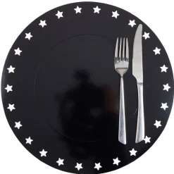 Outlet Gifi Sous assiette rebord étoile plastique noir Ø34cm x4