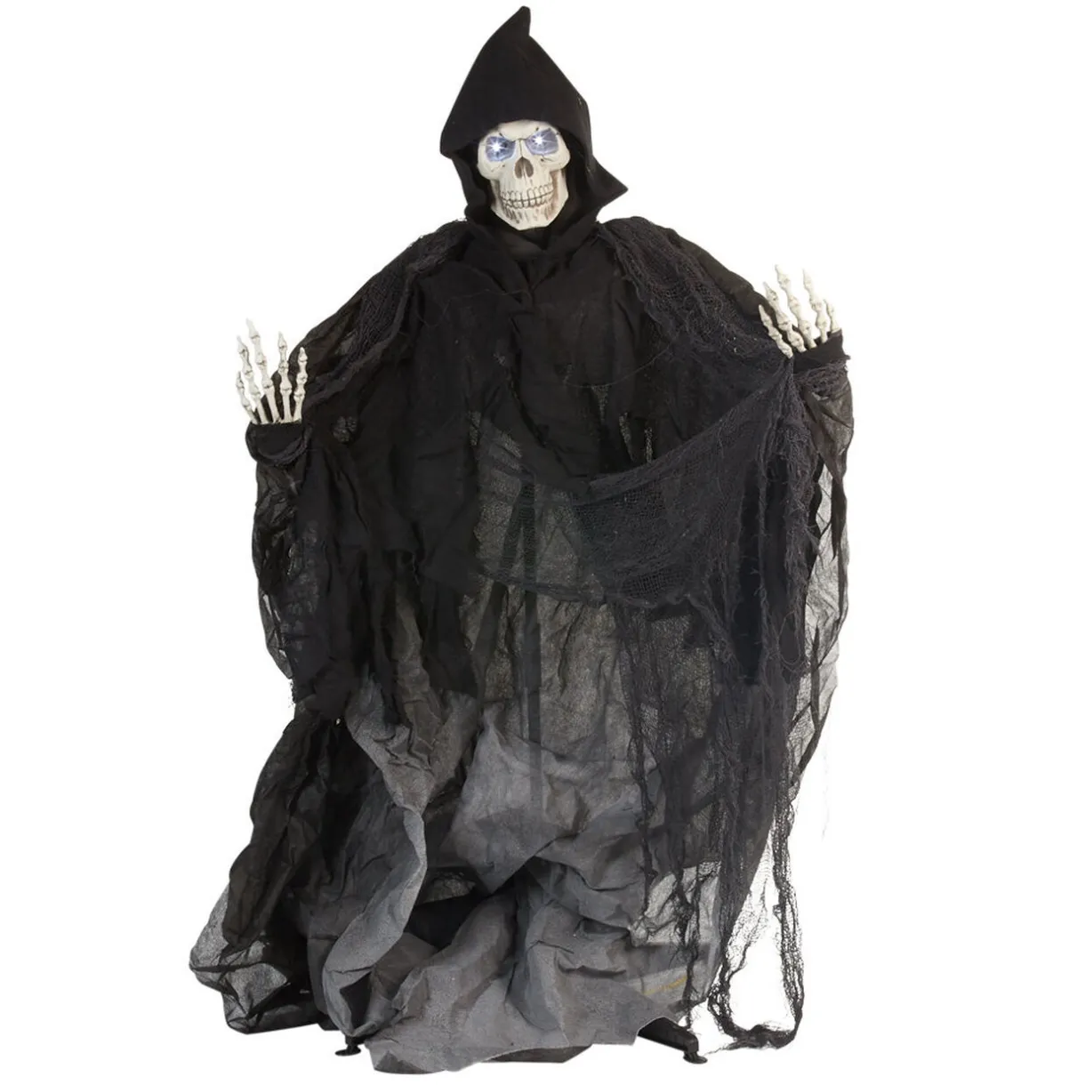 Best Gifi Squelette avec robe et capuche noire lumineux et sonore