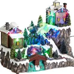 Gifi Station de ski lumineuse musicale et animée^ Décoration Extérieure De Noël