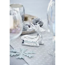 Outlet Gifi Statuette cerf argenté Noël givré
