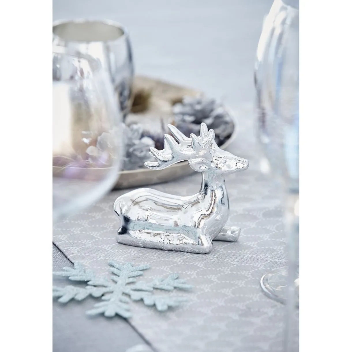 Outlet Gifi Statuette cerf argenté Noël givré
