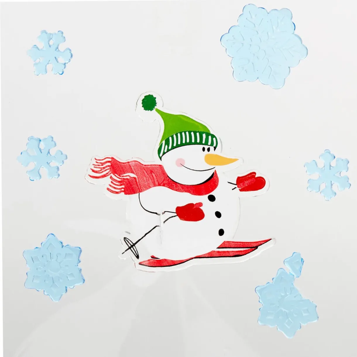 Gifi Sticker gel pour vitre bonhomme de neige et flocons^ Décoration De Fenêtre