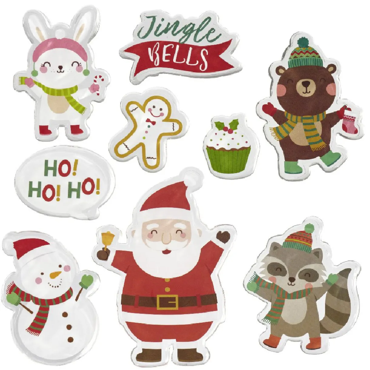 Gifi Sticker gel Père Noël Lapin Ourson pour fenêtre^ Décoration De Fenêtre