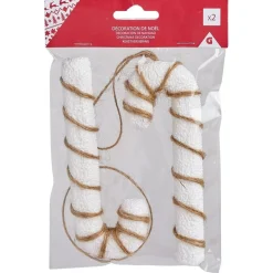 Gifi Sucre d'orge à suspendre blanc avec jute x2^ Décoration Sapin
