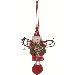 Gifi Sujet de Noël à suspendre en tissu décor rouge et blanc^ Décoration Sapin