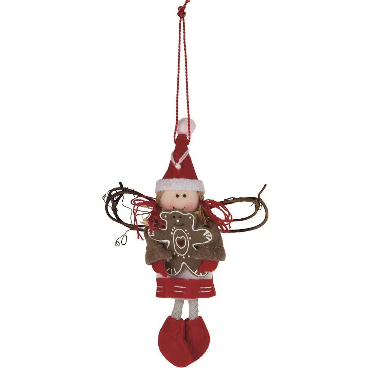 Gifi Sujet de Noël à suspendre en tissu décor rouge et blanc^ Décoration Sapin