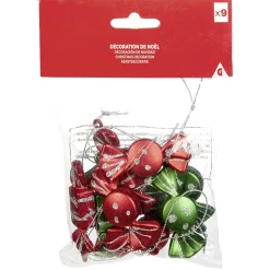 Gifi Supension forme Bonbons Noël rouge vert x9^ Décoration Sapin